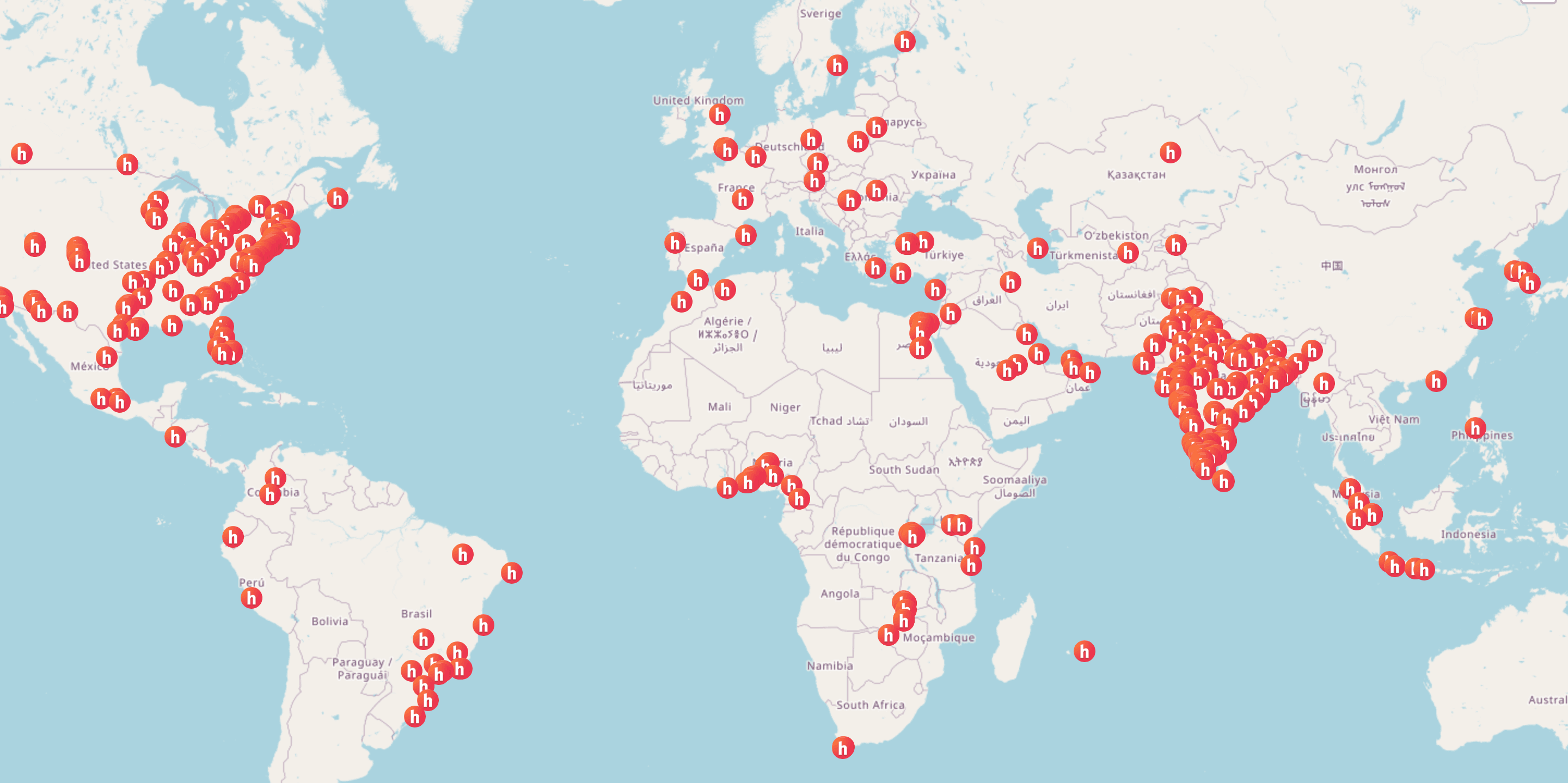 Map of Hack Clubs around the world (We are one of them!)